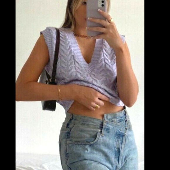 ZARA Sweaters - ZARA WOMAN NWT KNITTED WAISTCOAT VEST CABLE-KNIT 5039/308 Lilac Purple M L
